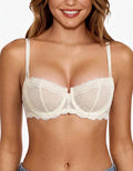 Sheer Dotted Lace Demi Bra - Ivory
