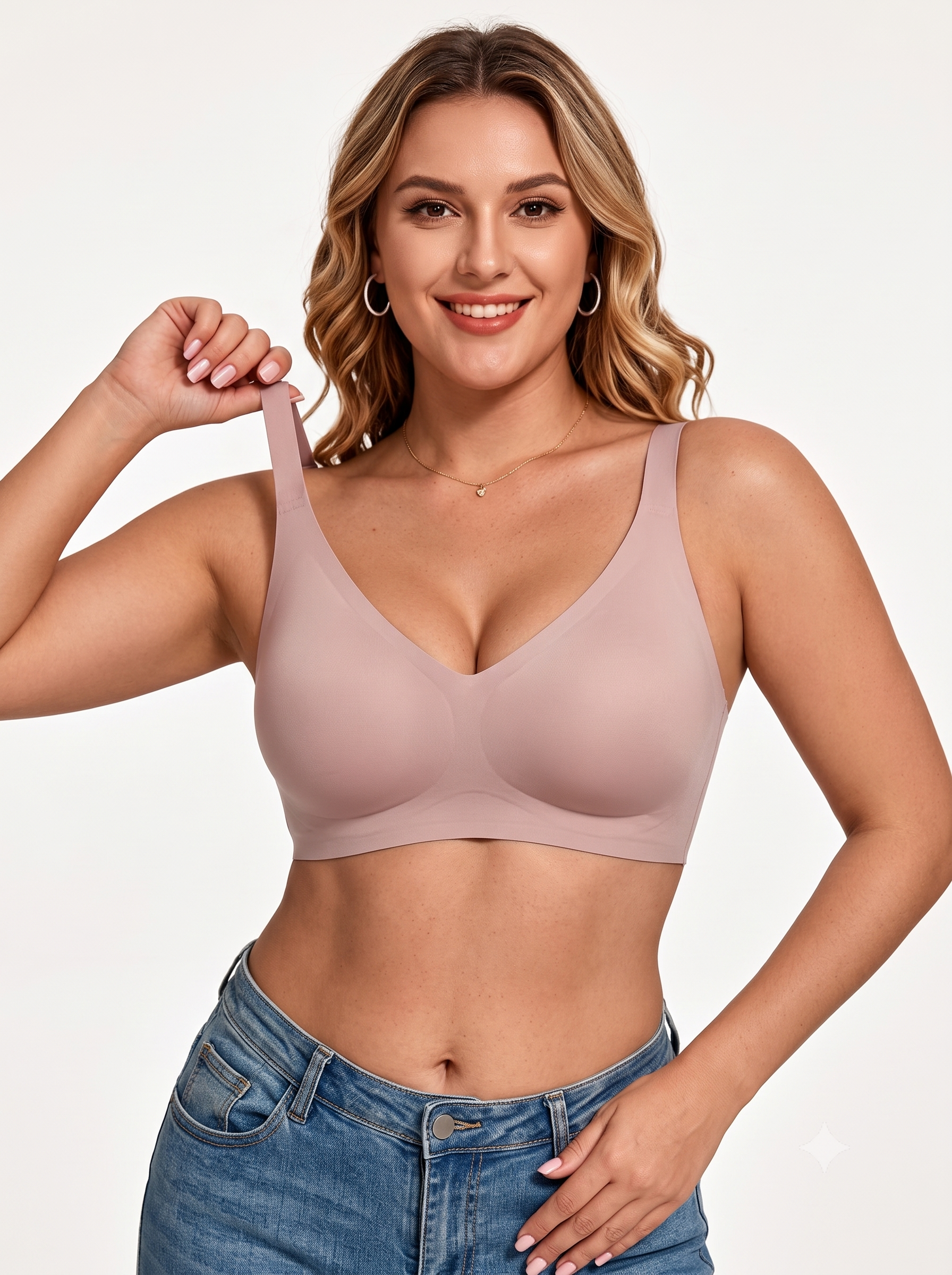 Seamless V-Neck Wireless Bra - Ultra-Soft & All-Day Support